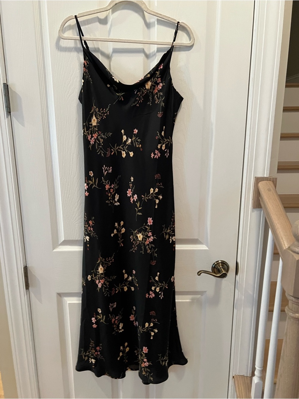 Altar'd State Black maxi Slip Dress with Pink & Green Floral Print boho prairie - Picture 3 of 6